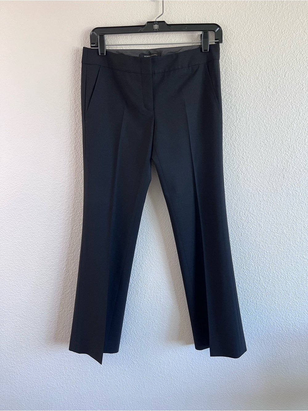BCBG MaxAzria Women's Carla Slim Flare Tailored Formal Black Trouser Pants